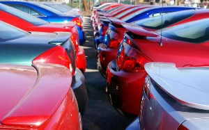 cars lined up in row